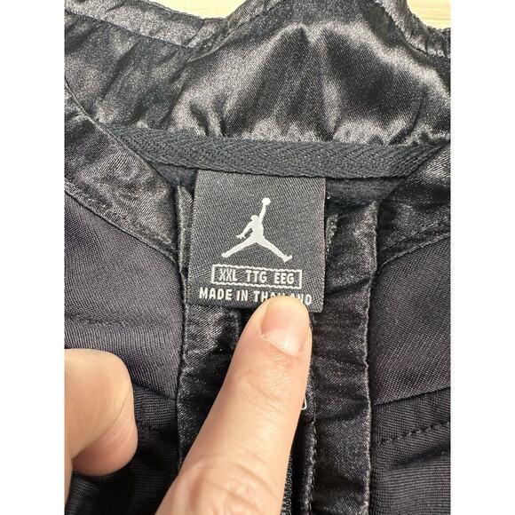 Vintage Nike Air Jordan Track Jacket Mens 2XL Black Full Zip Mock Neck Pocket - Picture 4 of 10
